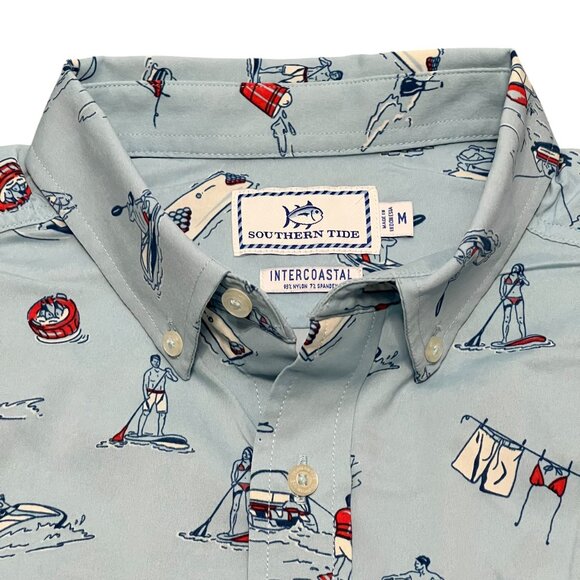 Southern Tide Men's Lake Theme Button Up Shirt Size Medium - Picture 5 of 5